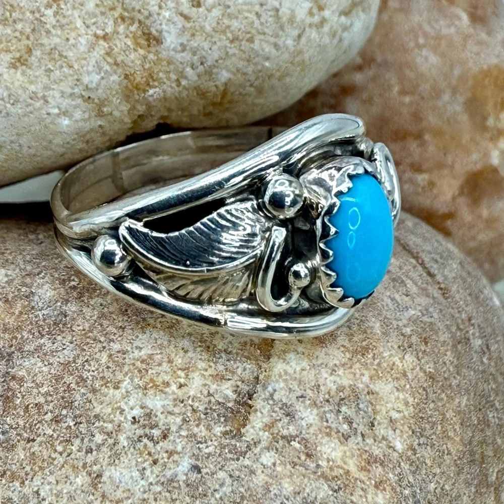 Navajo Sterling Silver Sleeping Beauty Turquoise Ring Mark Barney NWT Sz 6 –3.0g